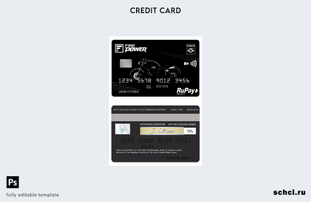 цифровая загрузка Индии IDFC First Power RuPay шаблон кредитной карты